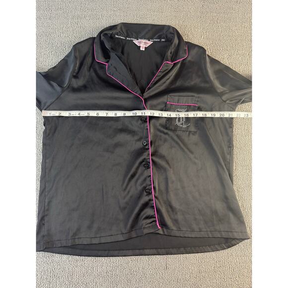 Juicy Couture Satin Pajama Set Y2K Black Silver Rhinestone PJ Size Large - Picture 9 of 15